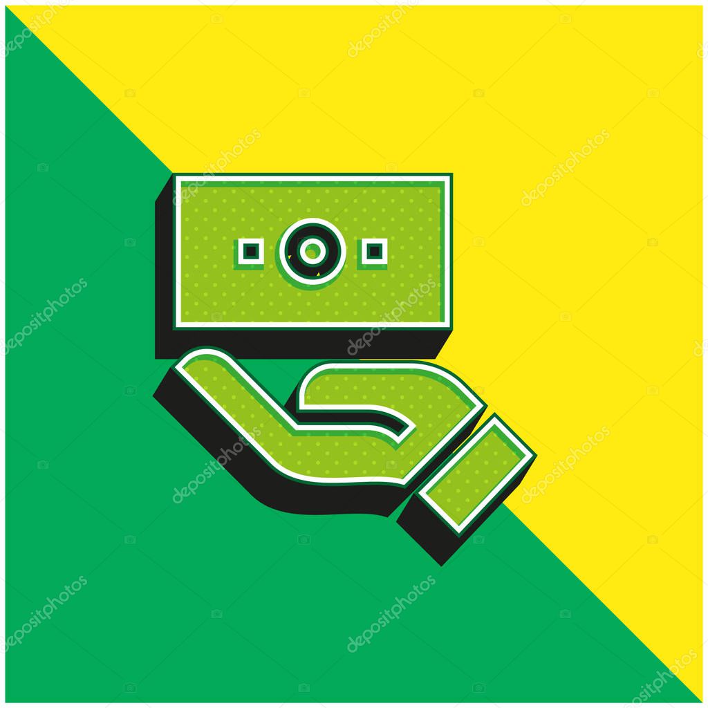 Bill Green and yellow modern 3d vector icon logo