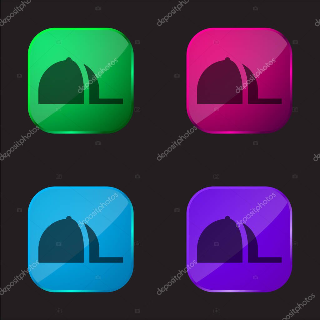 Baseball Cap four color glass button icon