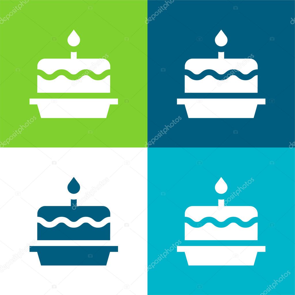 Birthday Cake Flat four color minimal icon set