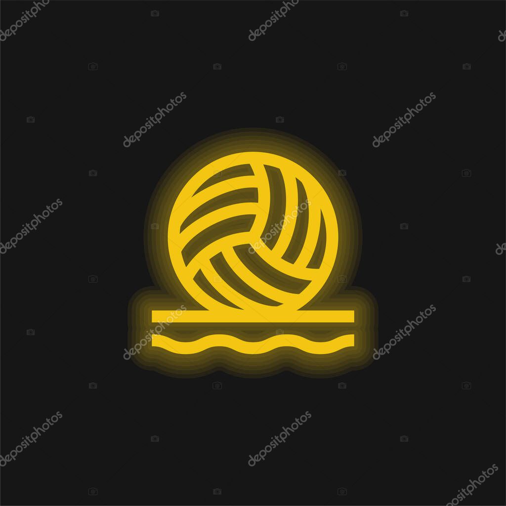 Beach Volleyball yellow glowing neon icon