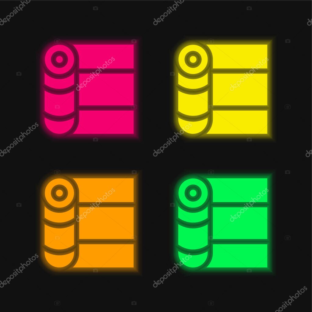 Bandage four color glowing neon vector icon