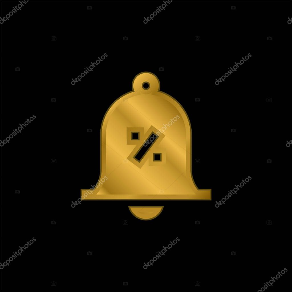 Bell gold plated metalic icon or logo vector