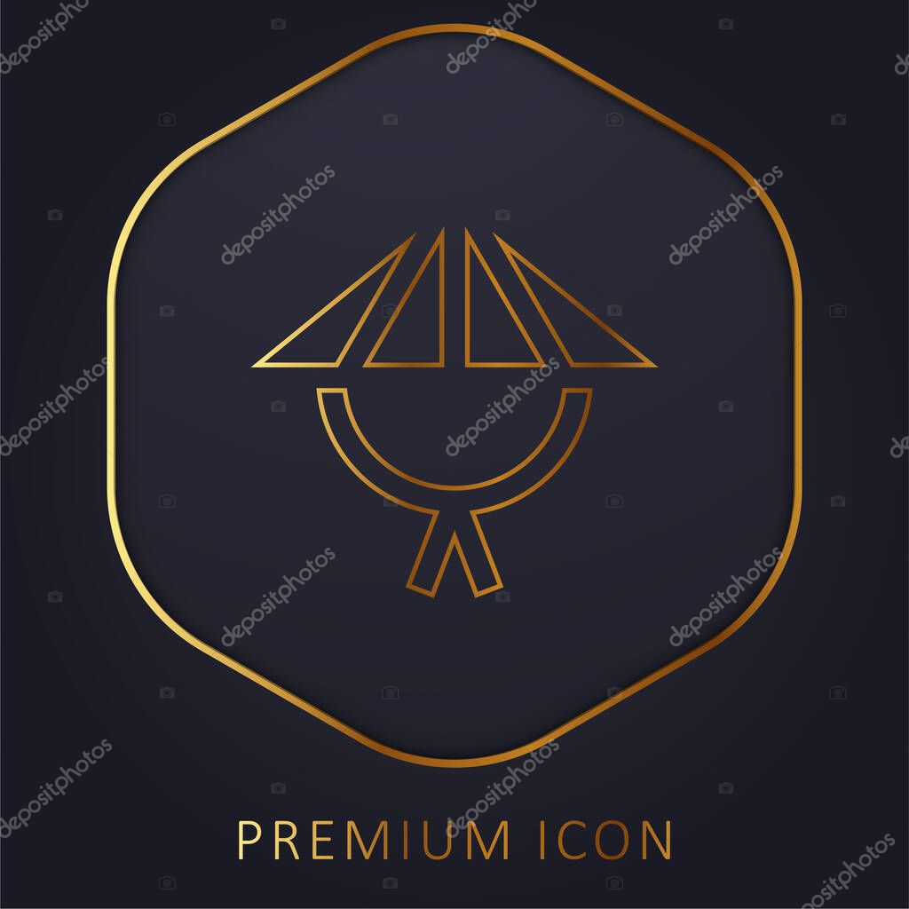 Bamboo Hat golden line premium logo or icon