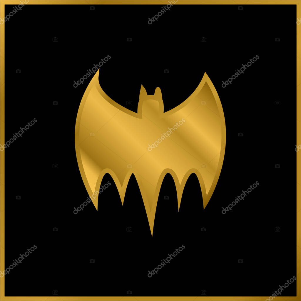 Bat Black Silhouette gold plated metalic icon or logo vector