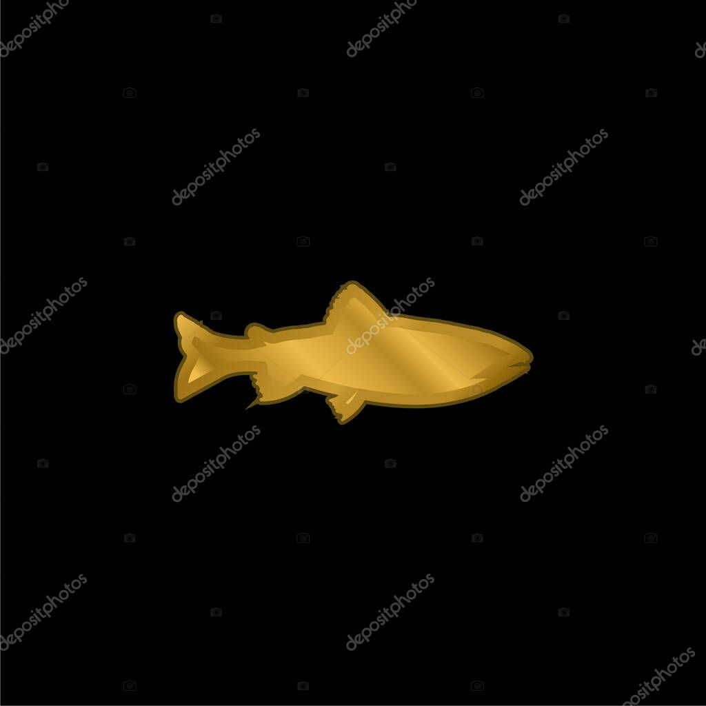 Amago Fish Shape gold plated metalic icon or logo vector