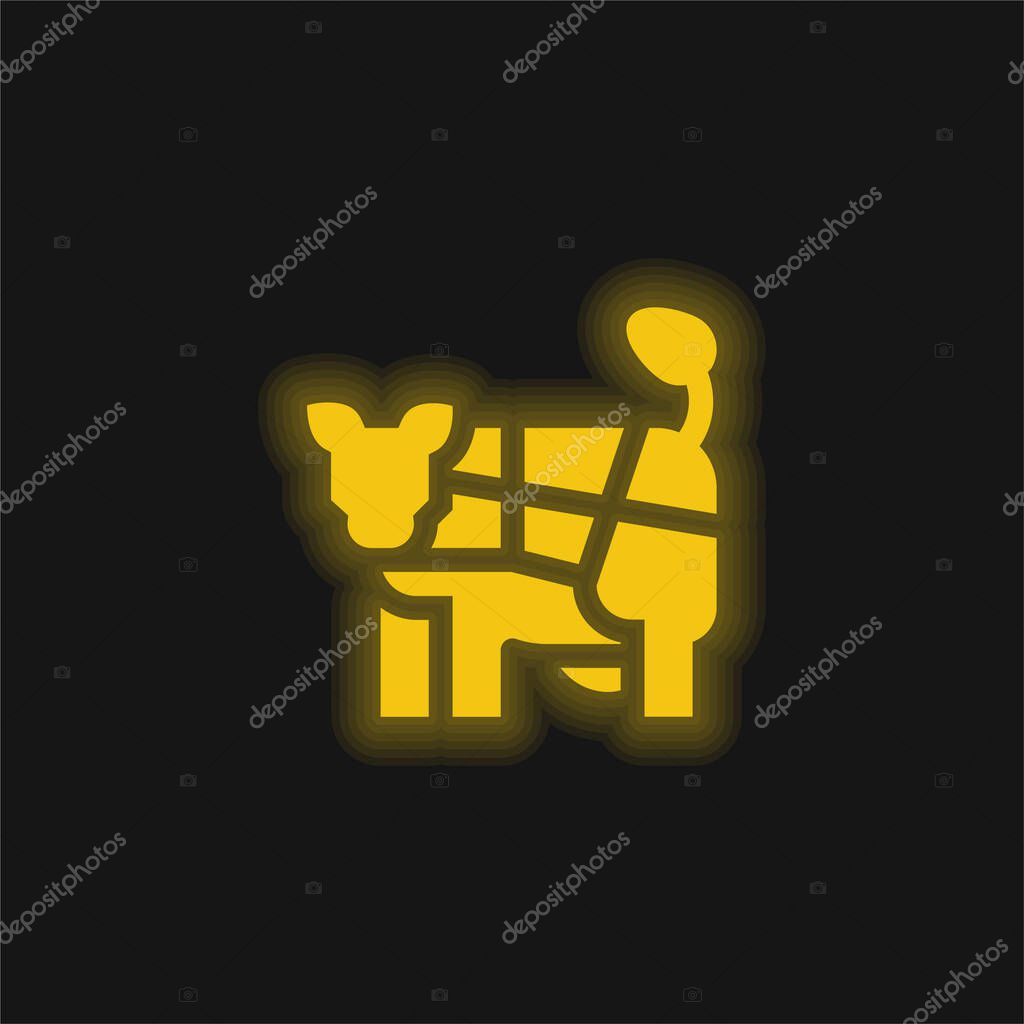 Beef yellow glowing neon icon
