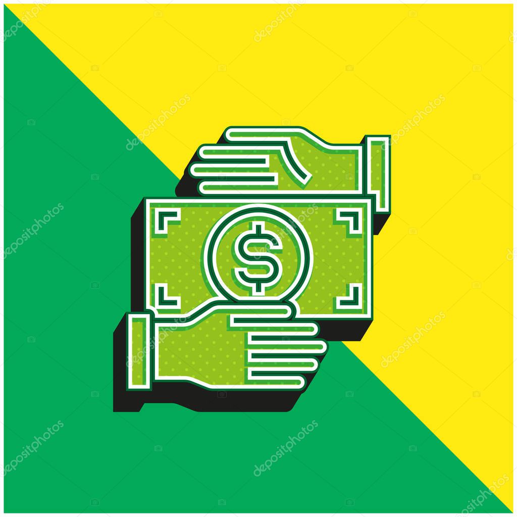 Bribery Green and yellow modern 3d vector icon logo