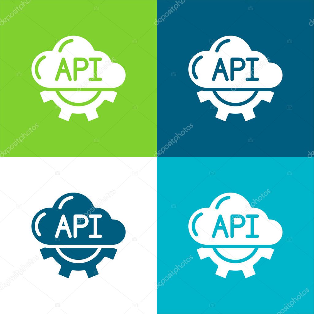 Api Flat four color minimal icon set