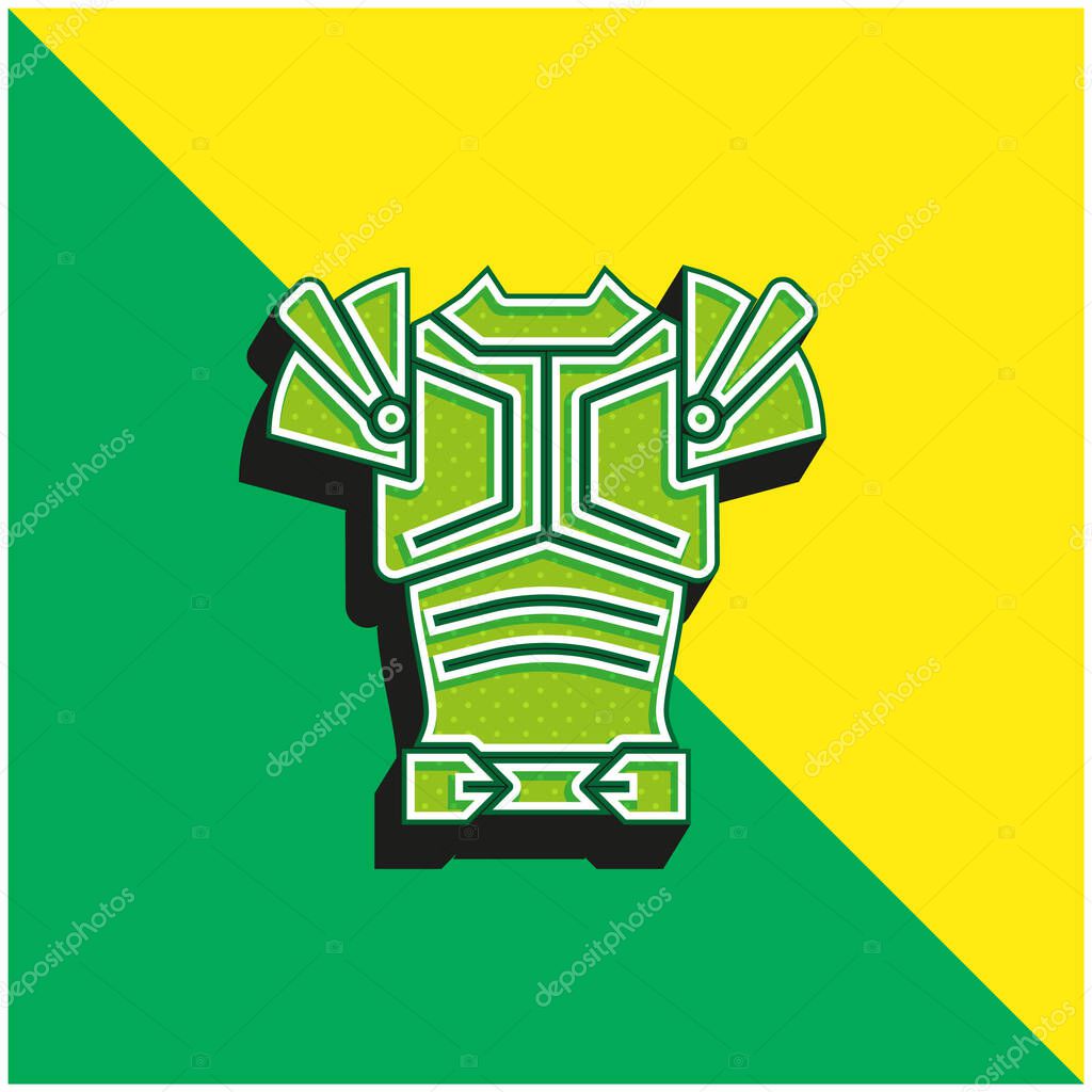 Armor Green and yellow modern 3d vector icon logo