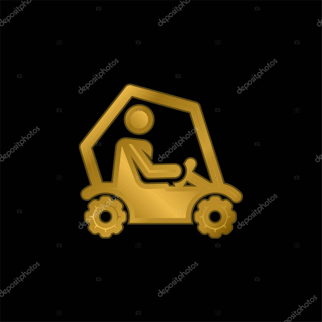 All Terrain gold plated metalic icon or logo vector
