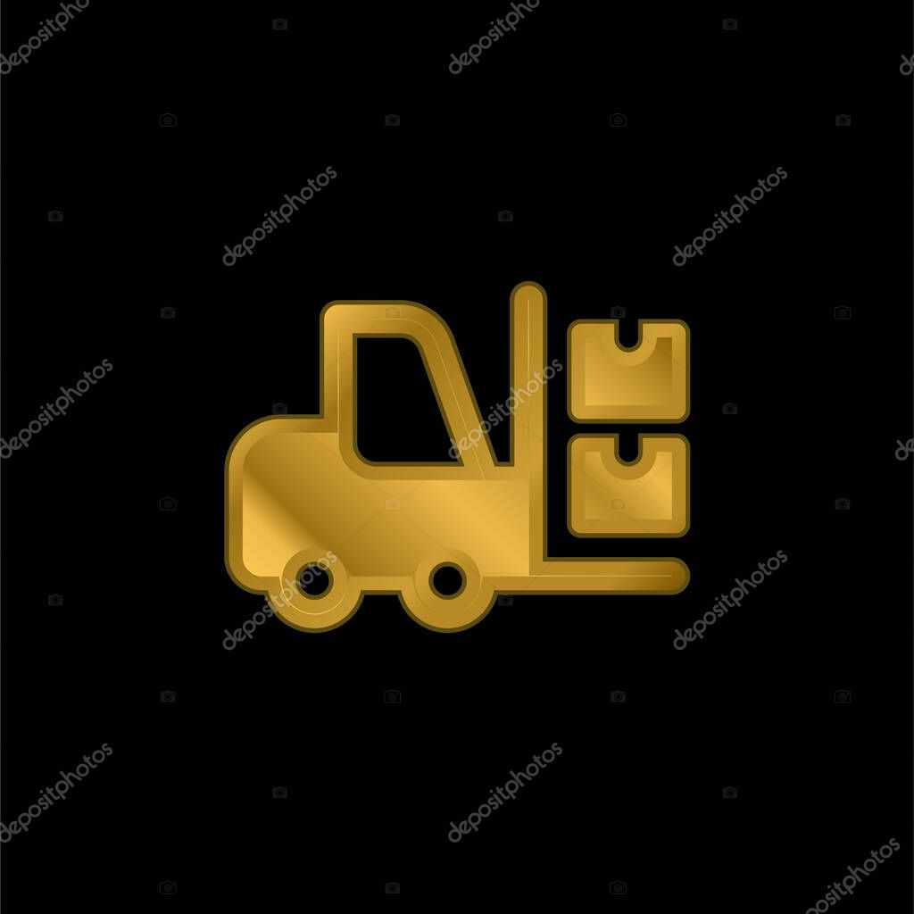 Boxes gold plated metalic icon or logo vector