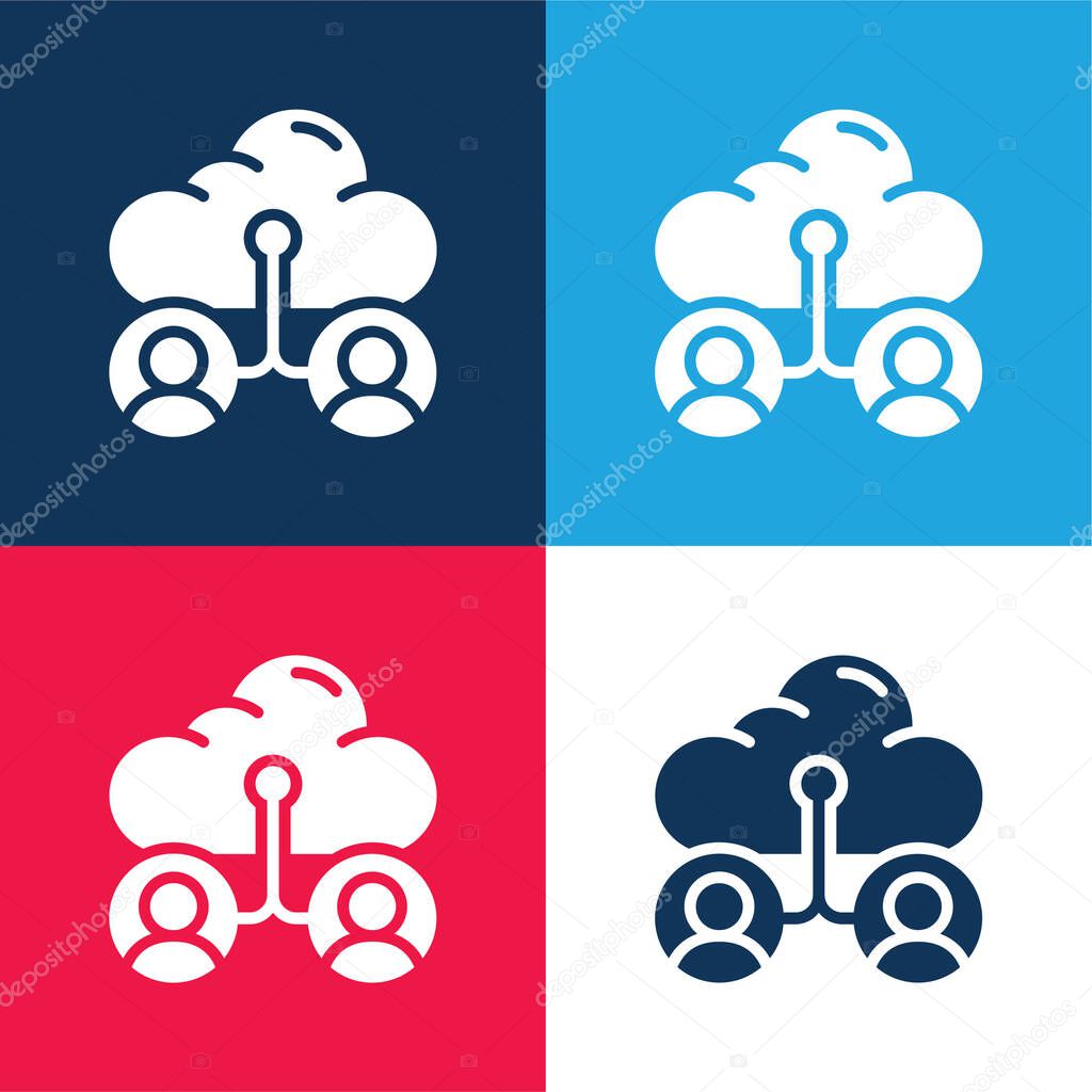 Accounts blue and red four color minimal icon set