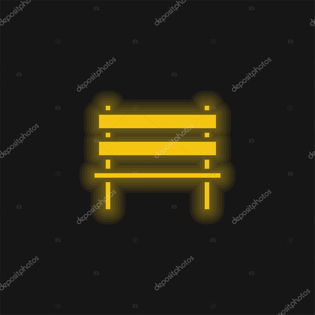 Bench yellow glowing neon icon