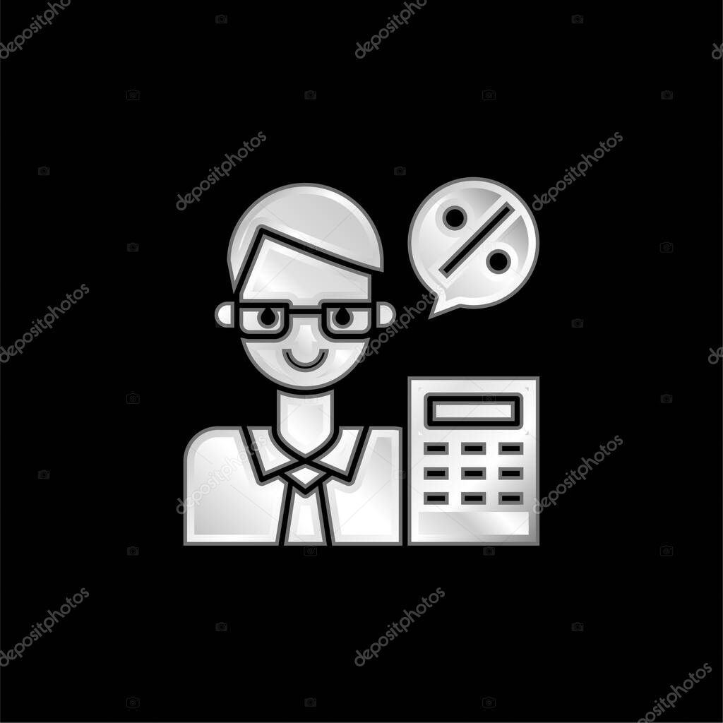 Accountant silver plated metallic icon