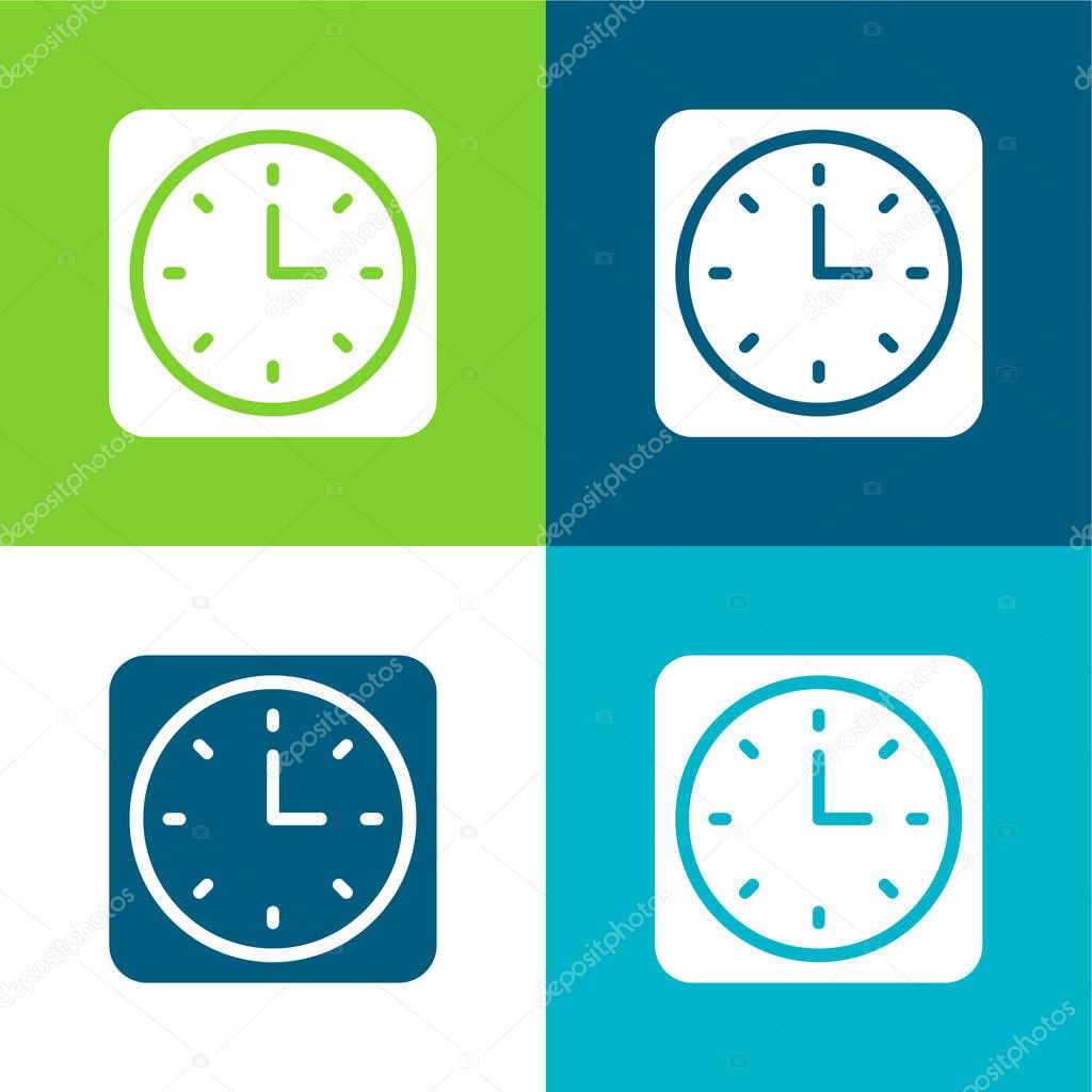 Alarm Clock Flat four color minimal icon set
