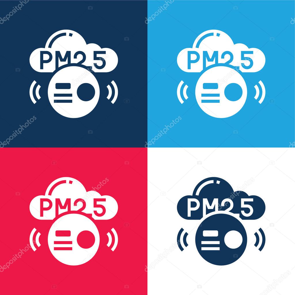 Air Pollution blue and red four color minimal icon set