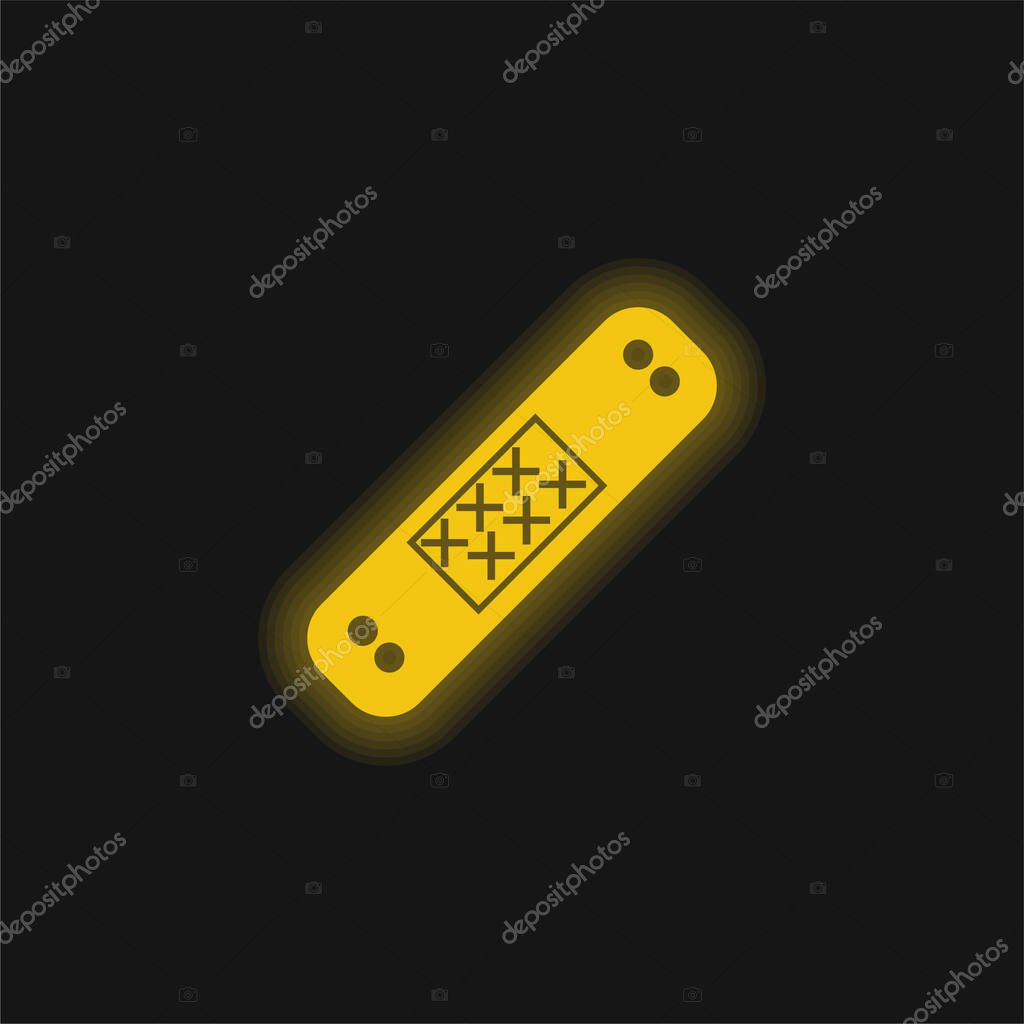 Band Aid yellow glowing neon icon