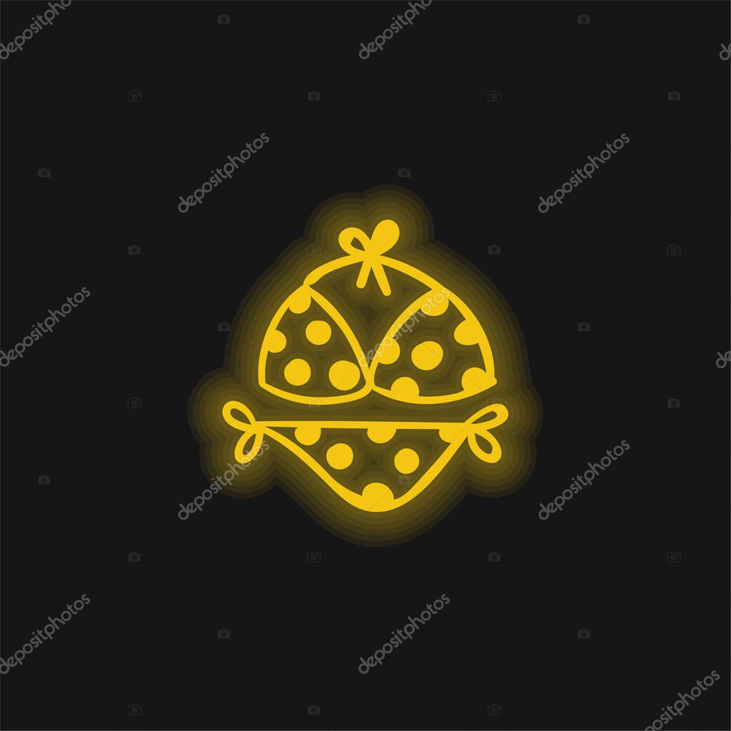 Bikini yellow glowing neon icon