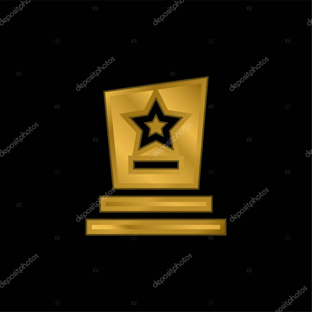 Award gold plated metalic icon or logo vector
