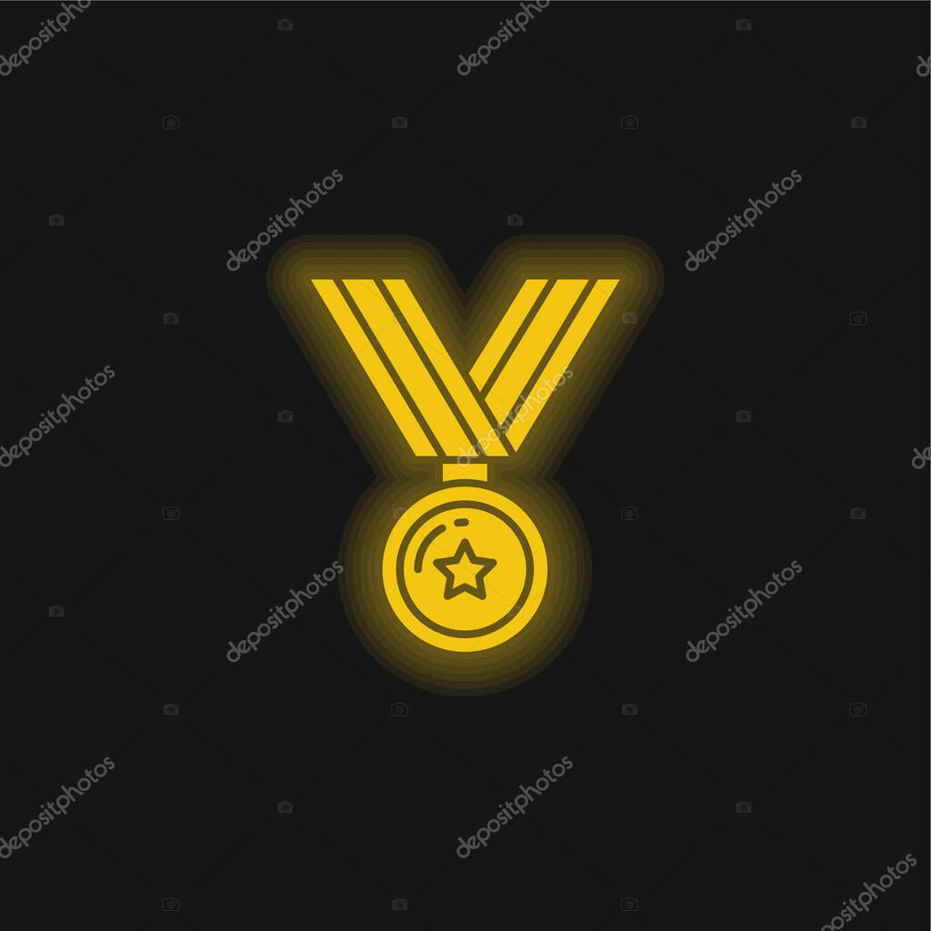 Award yellow glowing neon icon