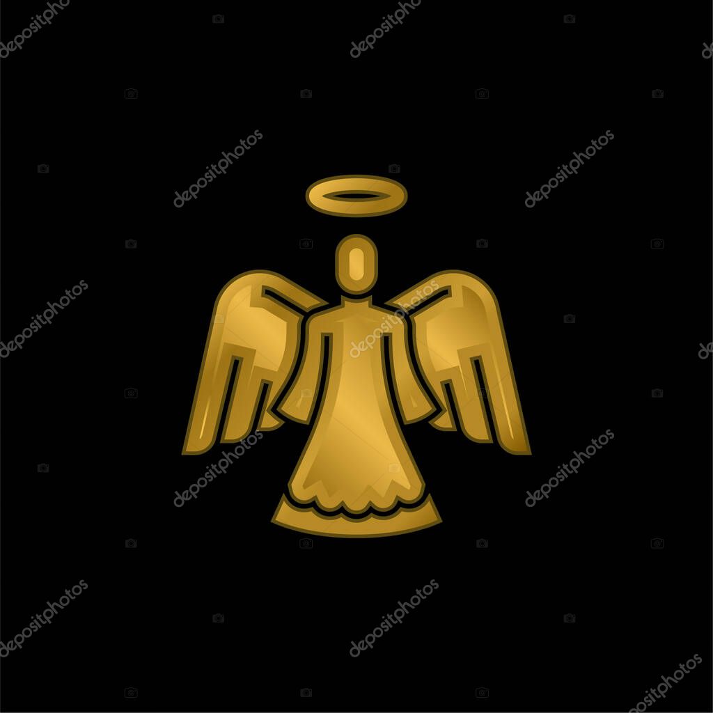 Angel gold plated metalic icon or logo vector