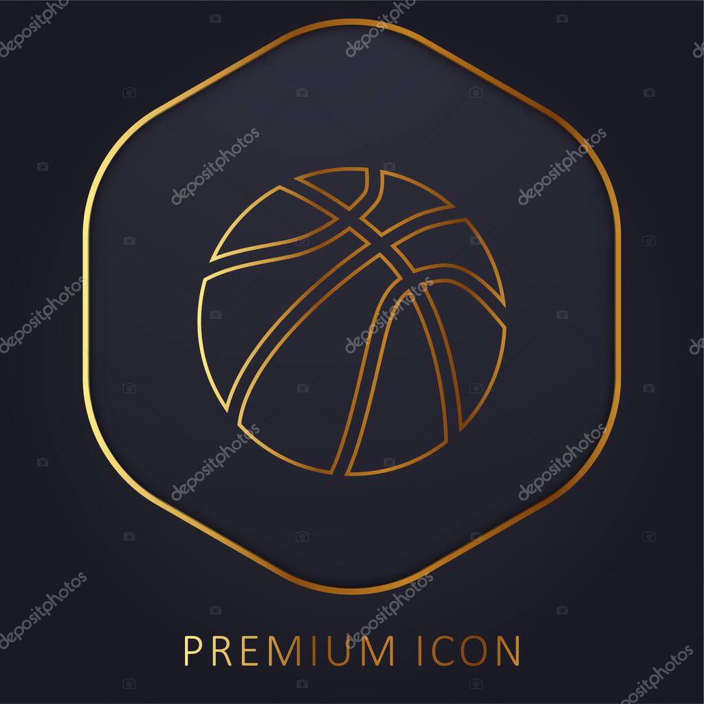 Ball Of Basketball golden line premium logo or icon