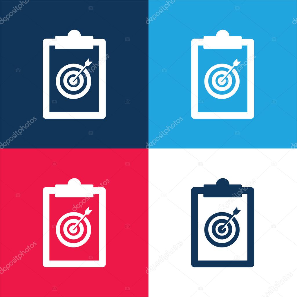 Archery Note blue and red four color minimal icon set