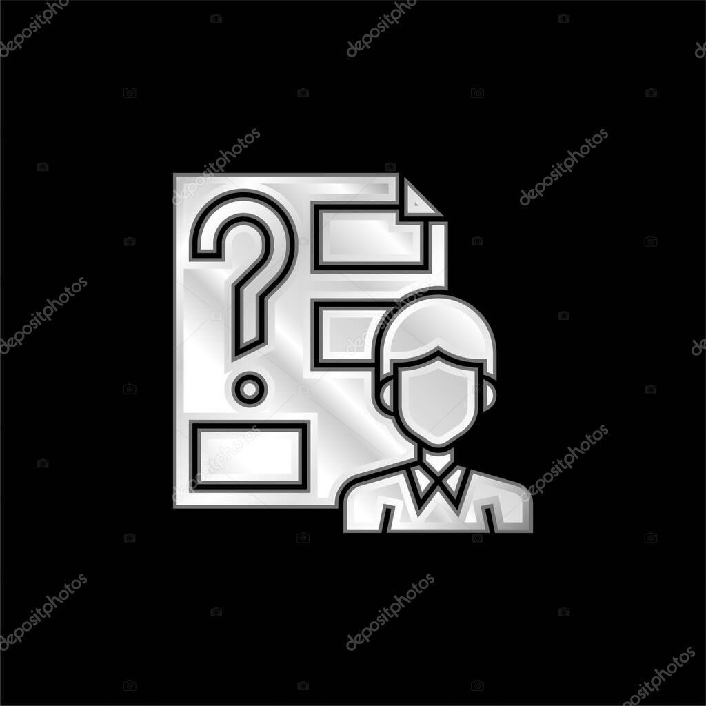 Answer silver plated metallic icon