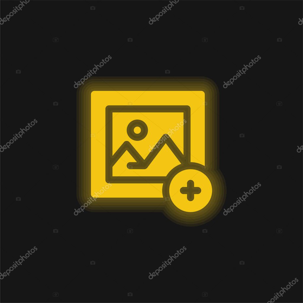 Add Image yellow glowing neon icon