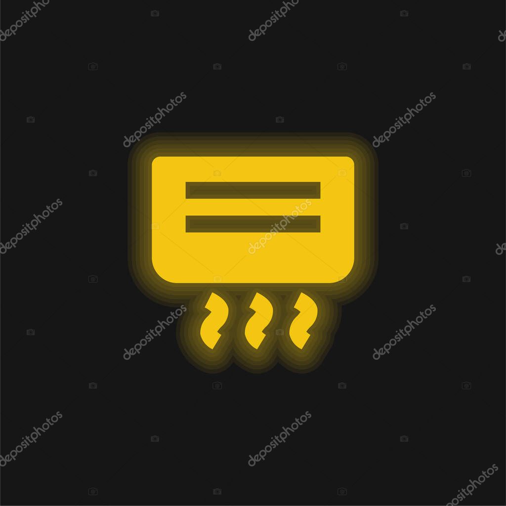 Air Conditioner yellow glowing neon icon