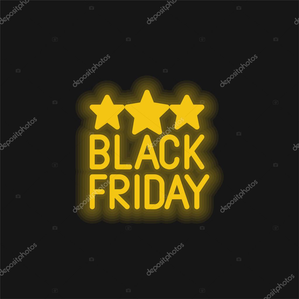 Black Friday yellow glowing neon icon