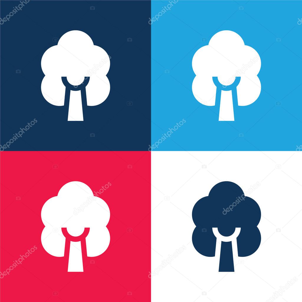 Birch Tree blue and red four color minimal icon set