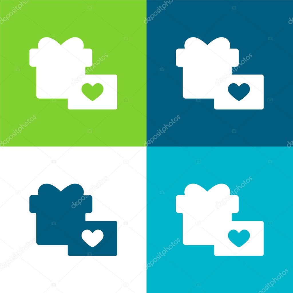 Birthday Present Flat four color minimal icon set