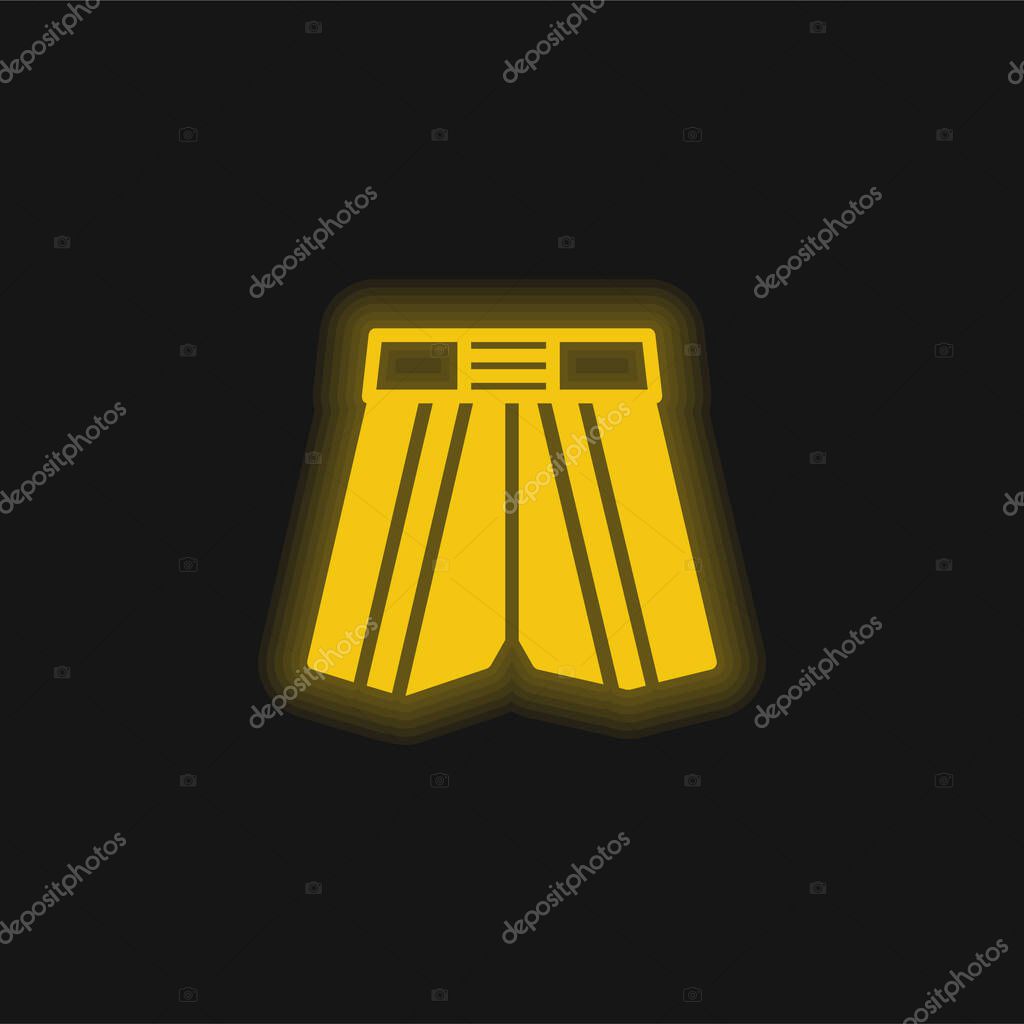 Boxing Shorts yellow glowing neon icon