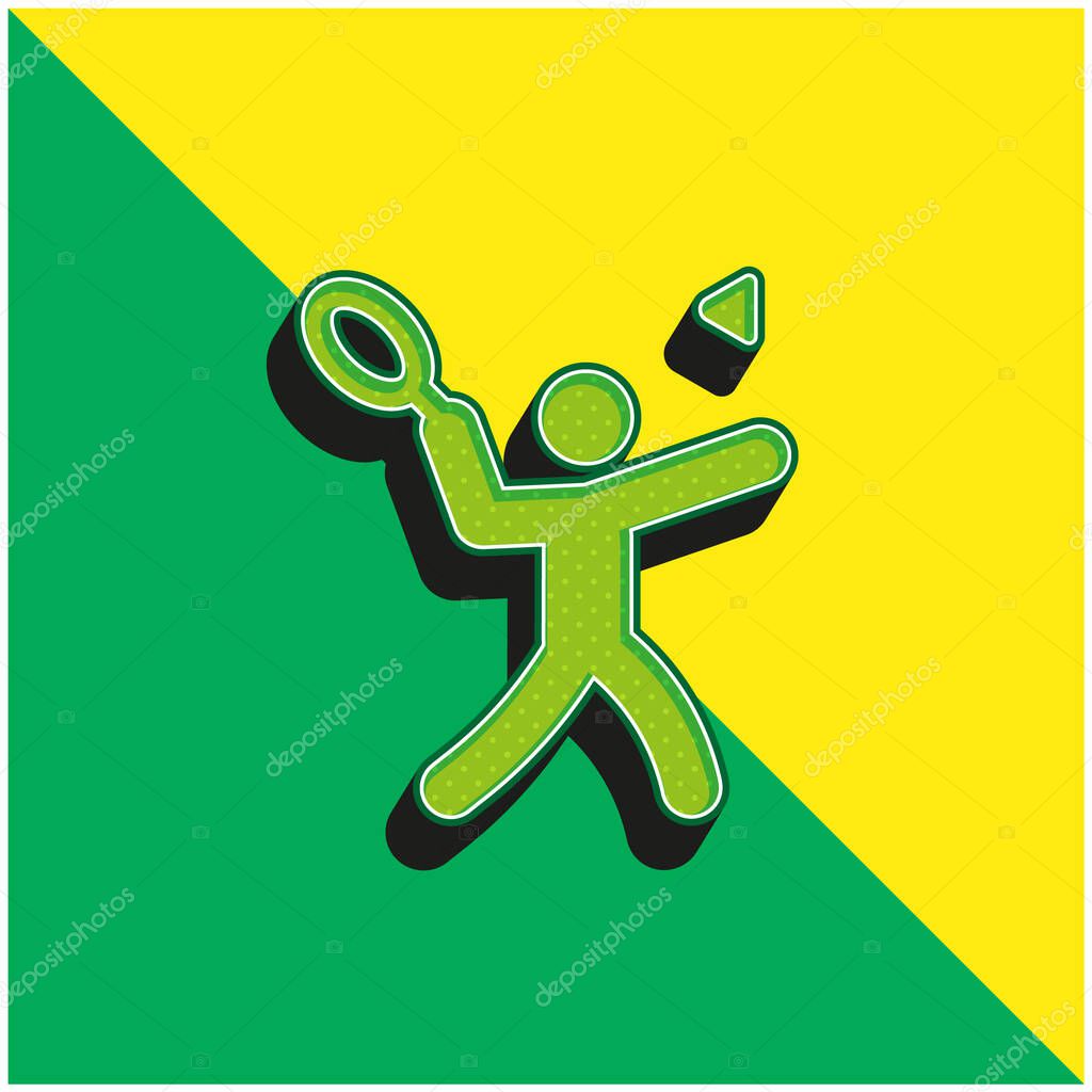 Badminton Green and yellow modern 3d vector icon logo