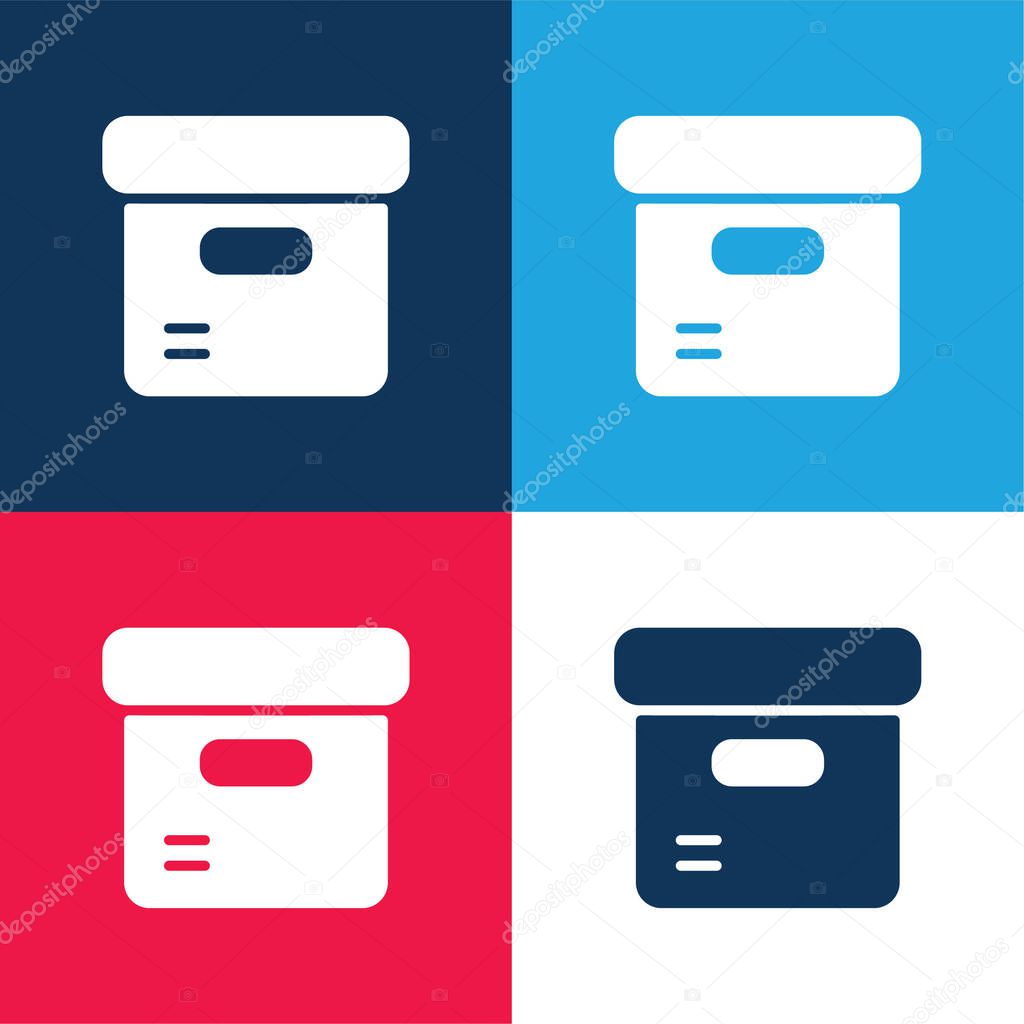 Box blue and red four color minimal icon set