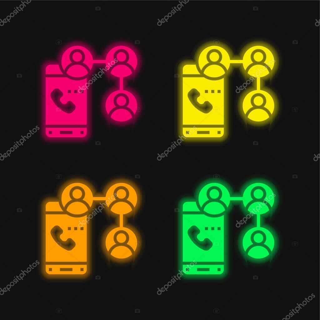 Audio four color glowing neon vector icon