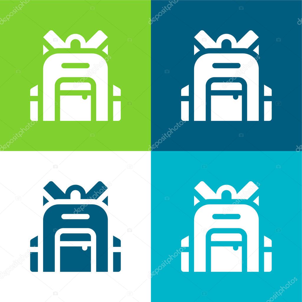 Backpack Flat four color minimal icon set