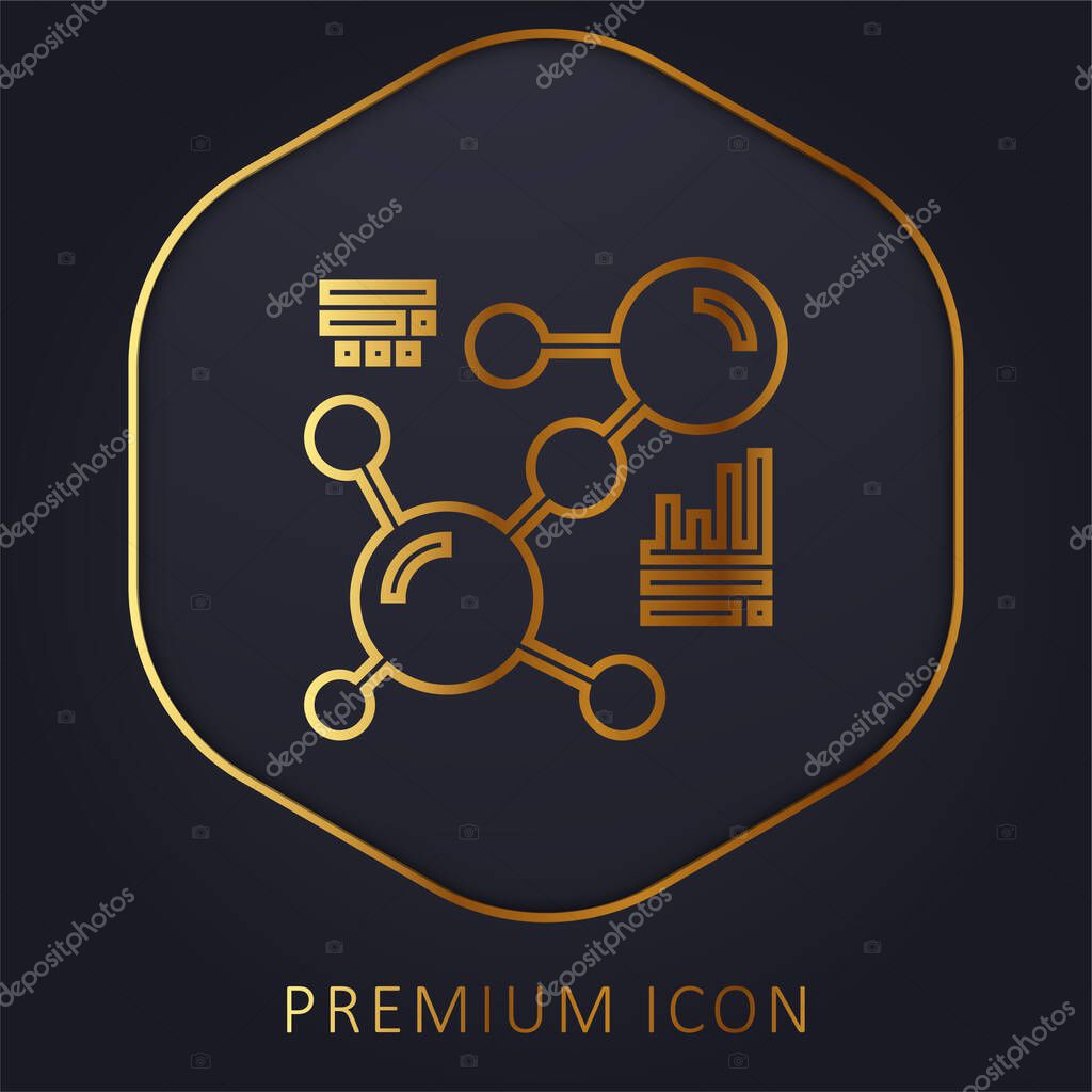 Biology golden line premium logo or icon