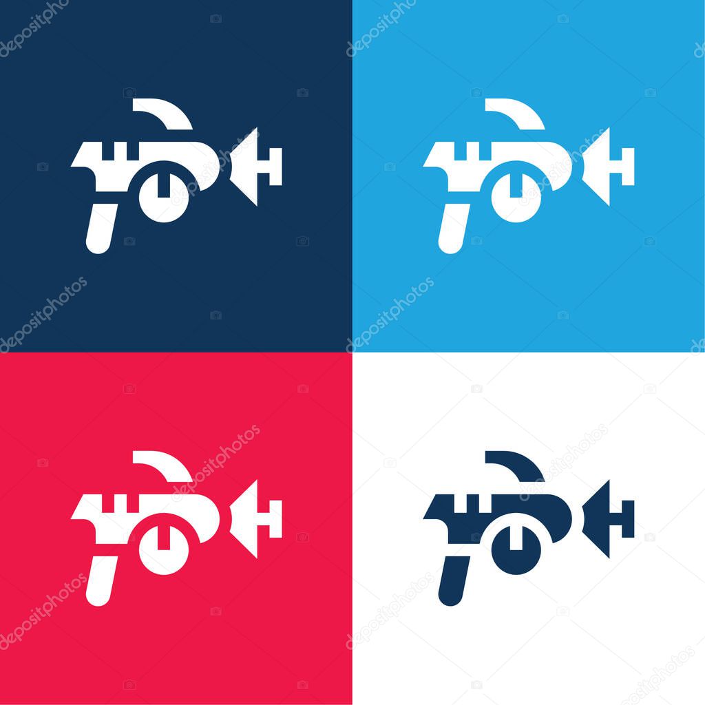 Blaster blue and red four color minimal icon set