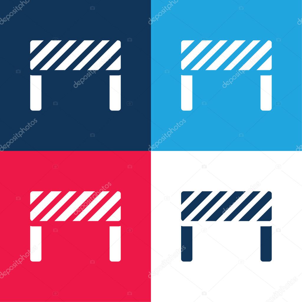 Barrier blue and red four color minimal icon set