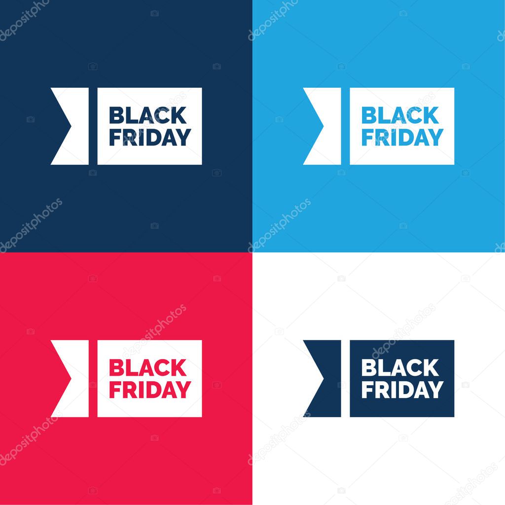 Black Friday blue and red four color minimal icon set