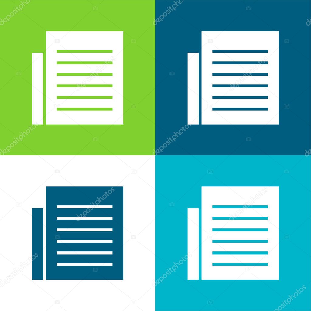 Black Text Page Flat four color minimal icon set