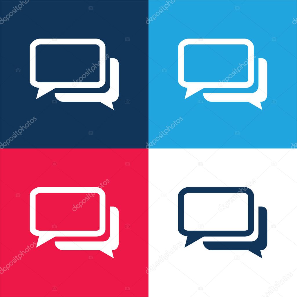 Black And White Chat Bubbles blue and red four color minimal icon set