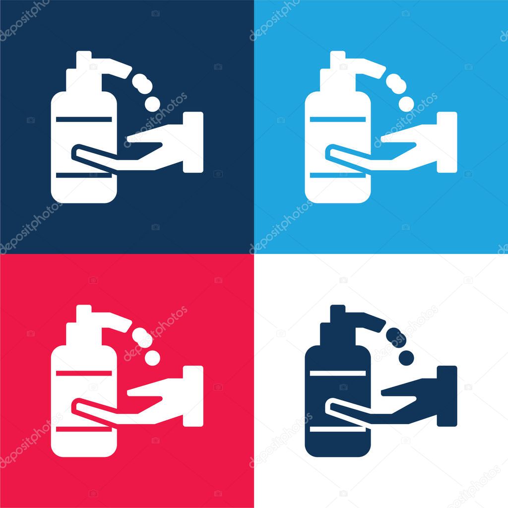 Alcohol Gel blue and red four color minimal icon set