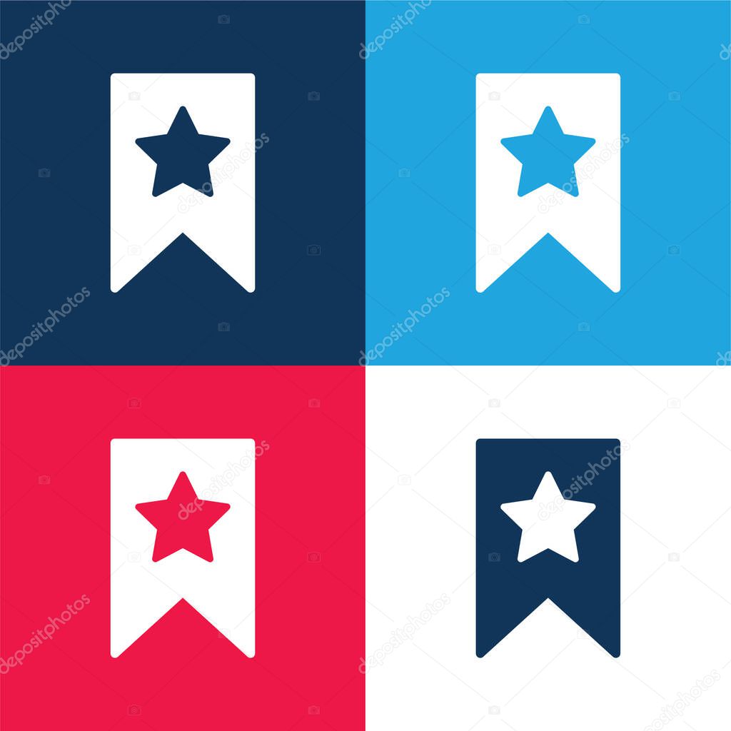Bookmark blue and red four color minimal icon set