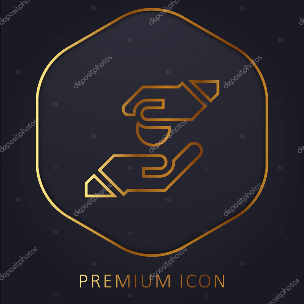 Alms golden line premium logo or icon
