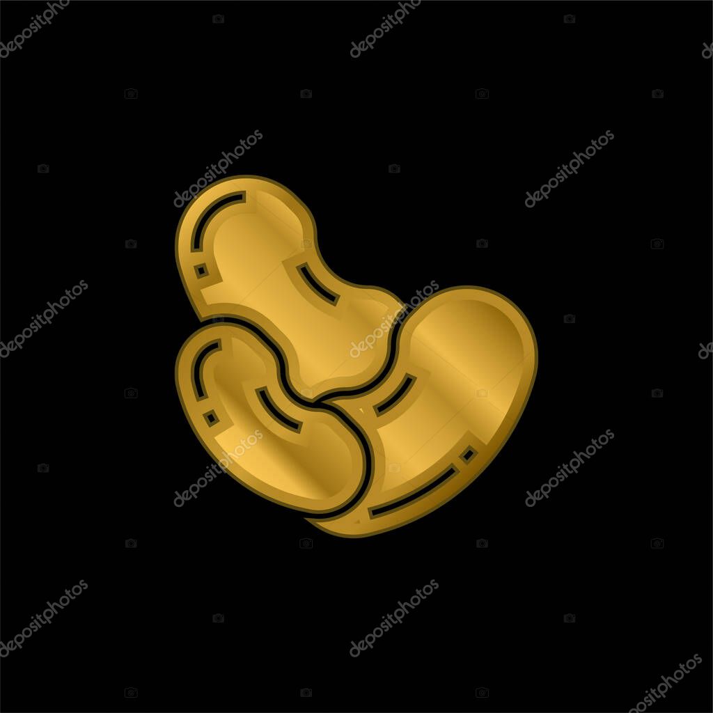 Bean gold plated metalic icon or logo vector