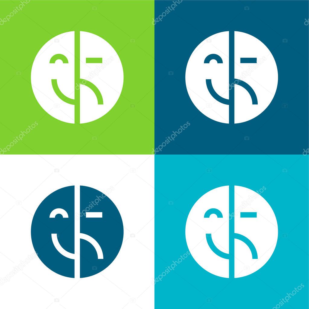 Bipolar Flat four color minimal icon set