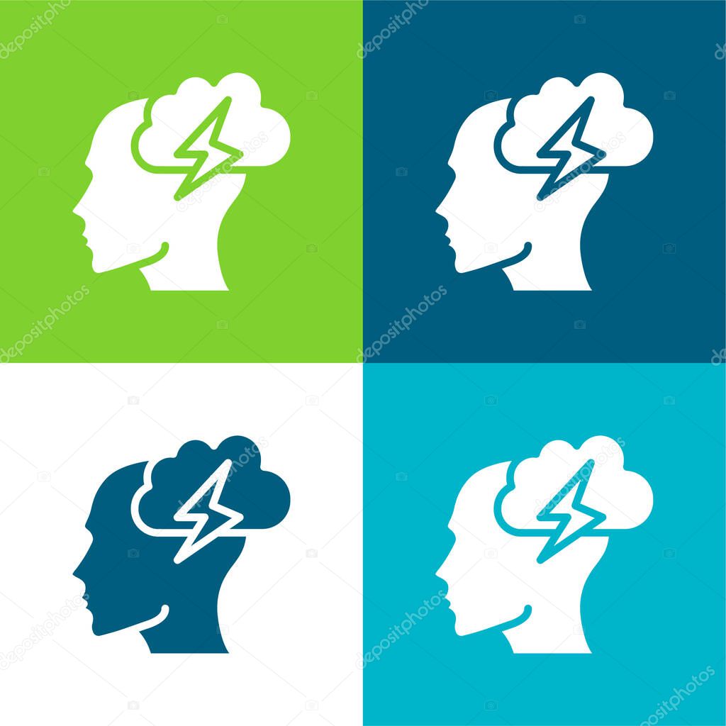 Brainstorm Flat four color minimal icon set
